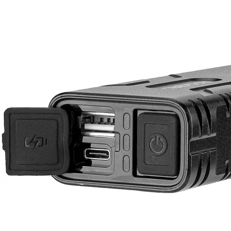Rockbros luz de bicicleta com função de power bank + cabo de USB-C para USB-A, 850 lm, preto