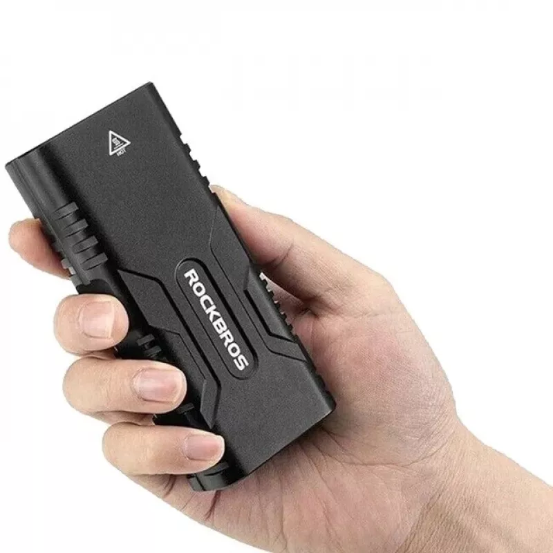Rockbros luz de bicicleta com função de power bank + cabo de USB-C para USB-A, 850 lm, preto
