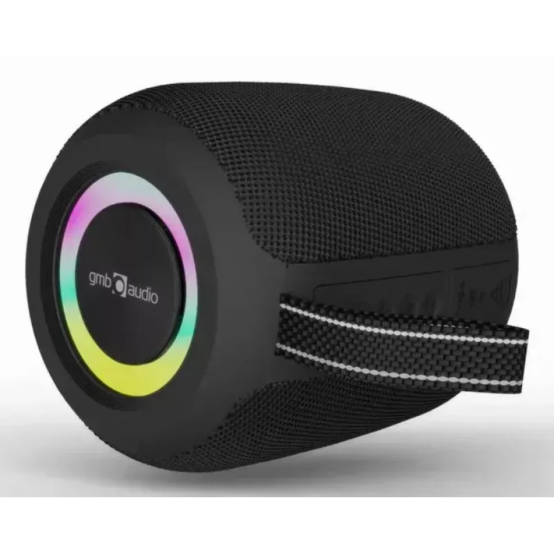 Altifalante portátil mono GEMBIRD GMB Audio SPK-BT-LED-05-BK — 8 W RMS, driver de 6,6 cm, Bluetooth, suporte MicroSD, cilindro preto