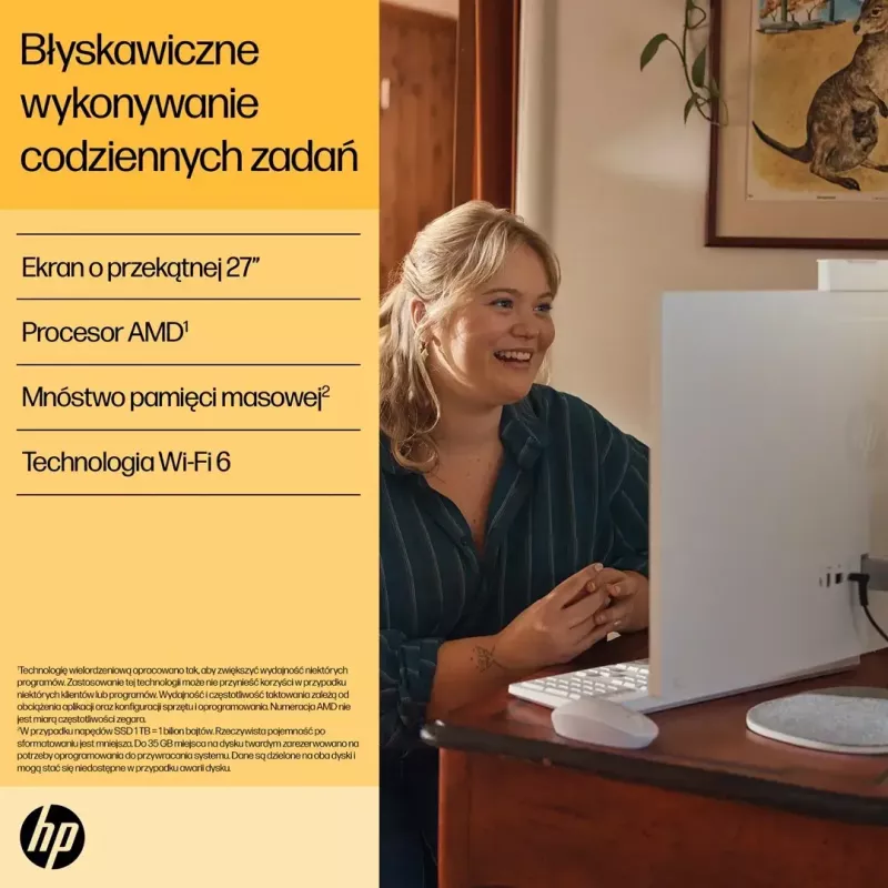 PC All-in-One HP 27-cr0232nw — AMD Ryzen 5 7520U, 16GB RAM, 512GB SSD, 27 polegadas FHD, Windows 11 Home, Wi‑Fi 6 (branco)