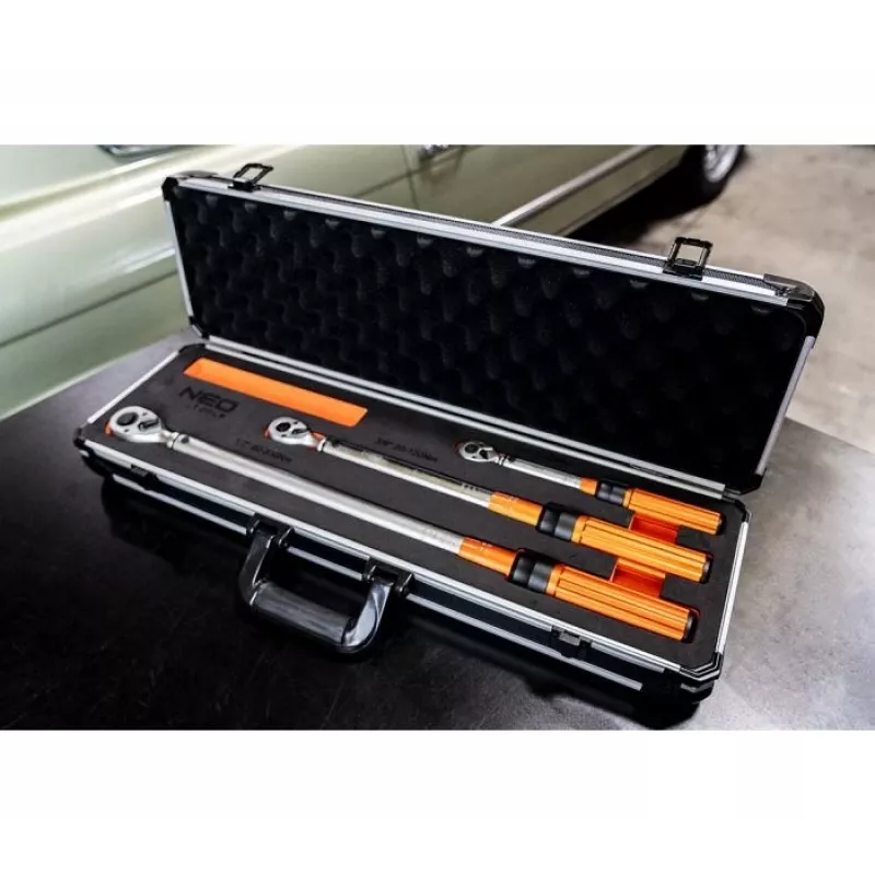 Conjunto de chaves dinamométricas bidirecionais Neo Tools 1/4, 3/8, 1/2, 3 unid.