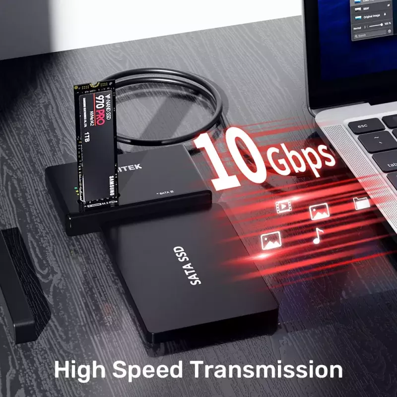 Caixa para SSD UNITEK S1232A01-EU preto M.2/2,5 polegadas/3,5 polegadas 10 Gbit/s