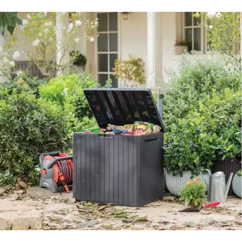 Caixa de arrumação Keter City 113L — contentor de jardim em resina para exterior, 113 l, grafite