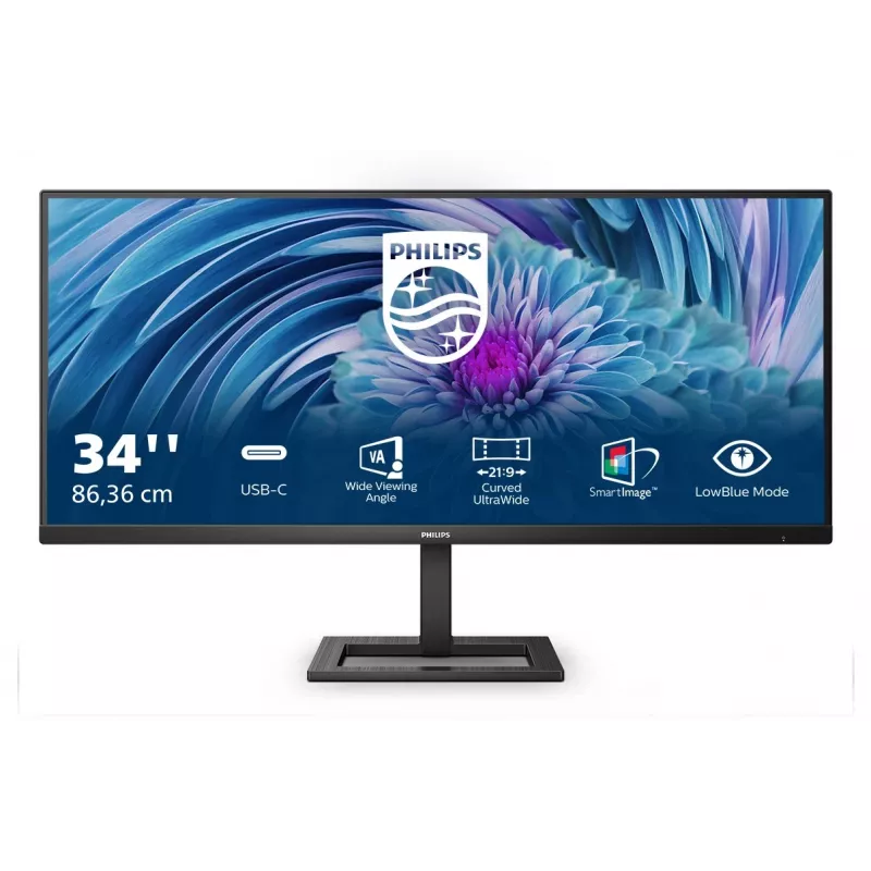Monitor LED Philips E Line 346E2LAE/00 86,4 cm (34) 3440 x 1440 píxeis Wide Quad HD LCD preto