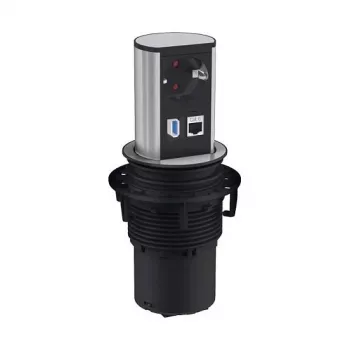 Elevador 1x tomada schuko 1xCAT6 1xUSB3.0 - Acessório alimentação elétrica