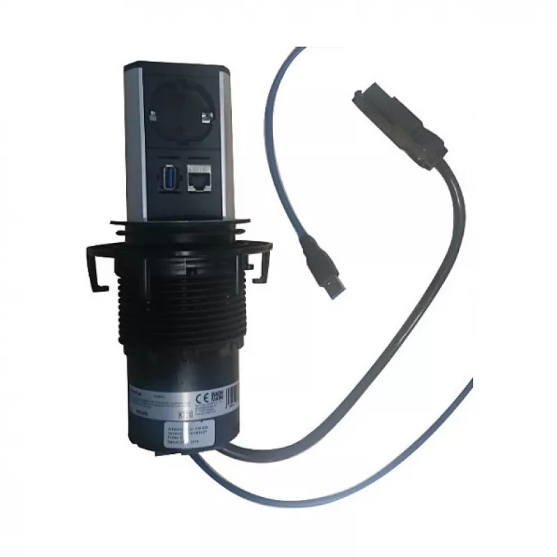 Elevador 1x tomada schuko 1xCAT6 1xUSB3.0 - Acessório alimentação elétrica