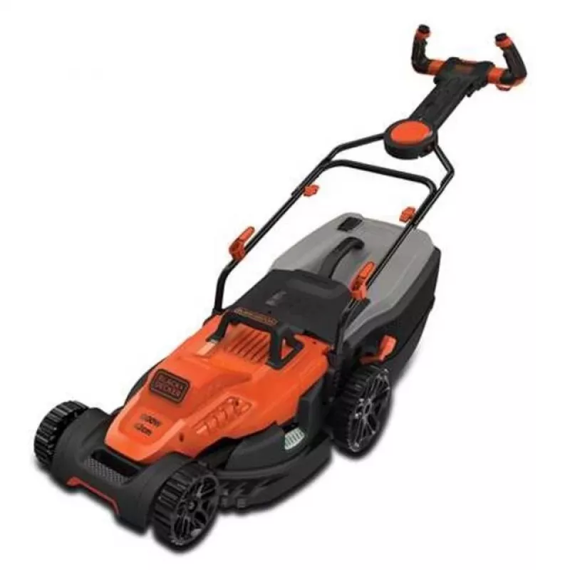 Corta-relvas elétrico Black & Decker com regulação da altura de corte, punho ajustável em altura com cla