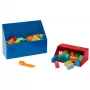 Conjunto de pá LEGO 2 peças, caixa de arrumação vermelha/azul