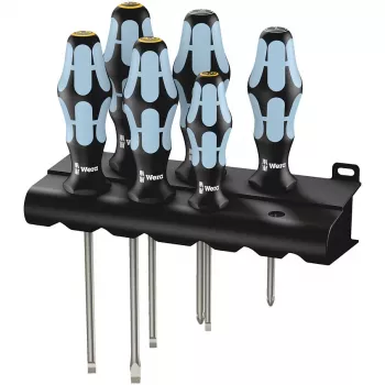 Conjunto de chaves de fendas Wera 3334/3355/6. Aço inoxidável + suporte