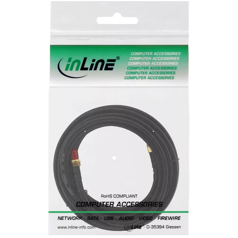 Cabo de rede InLine cabo WIFI conector macho R-SMA conector fêmea R-SMA 10 m