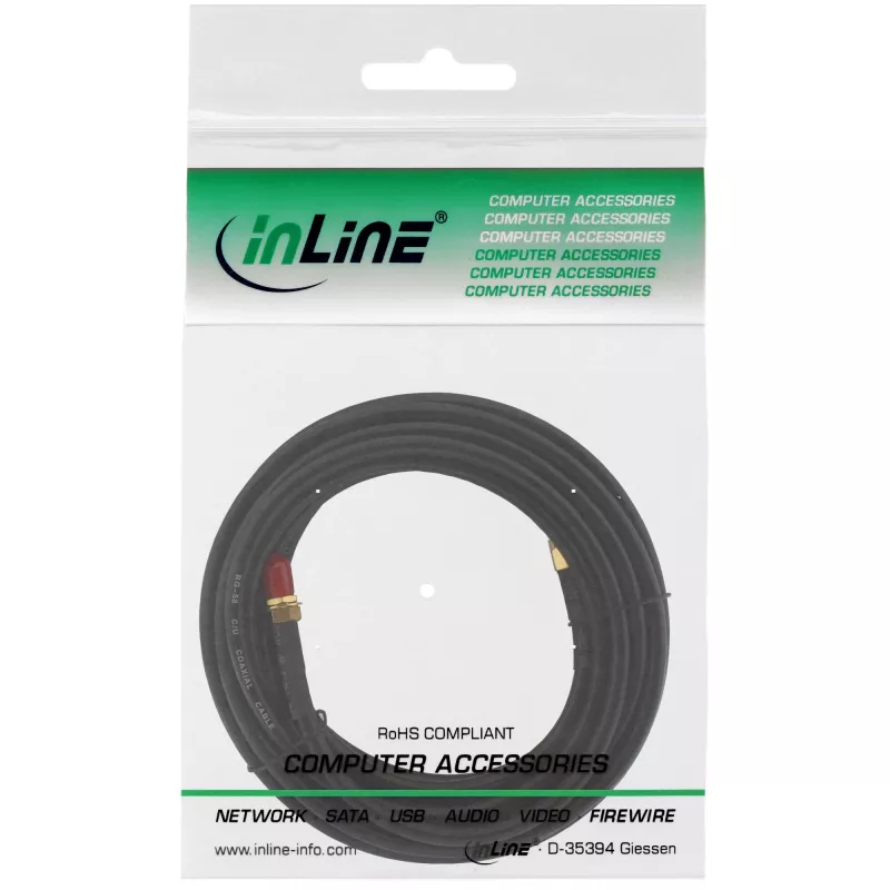 Cabo de rede InLine cabo WIFI conector macho R-SMA conector fêmea R-SMA 10 m