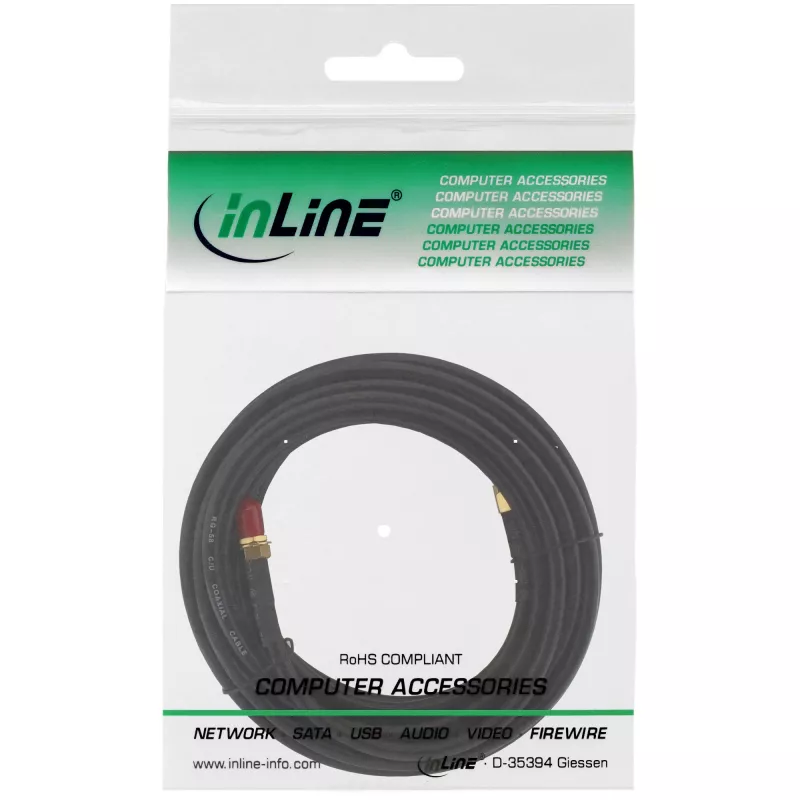 Cabo de rede InLine cabo WIFI conector macho R-SMA conector fêmea R-SMA 10 m