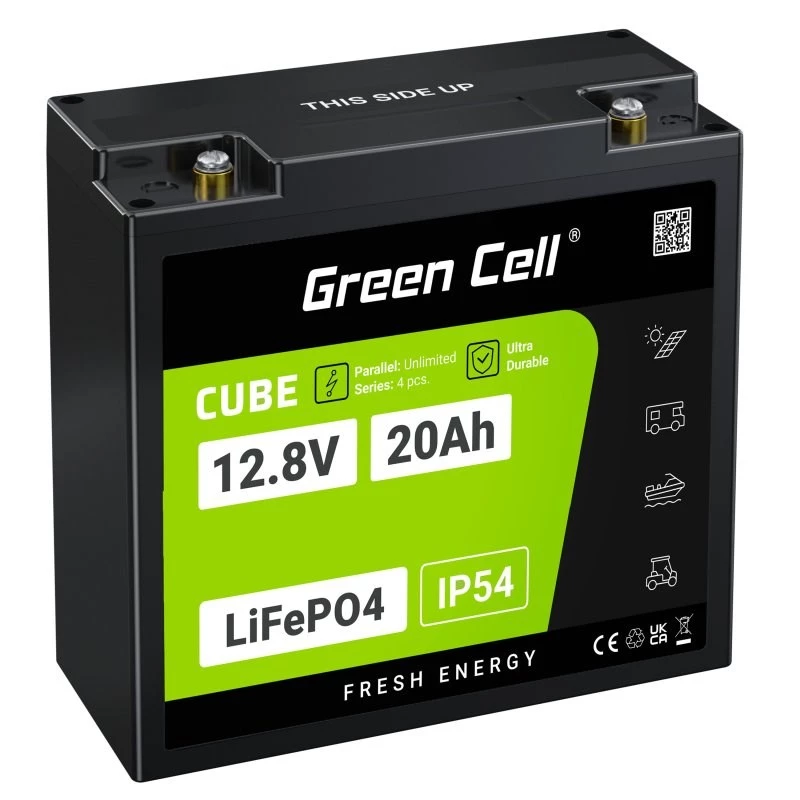 Bateria UPS Green Cell GC-LFPGC12V20AH fosfato de ferro-lítio 12,8 V 20 Ah, 256 Wh, 185 x 80 x 170 mm, 3 kg