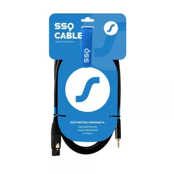 Cabo XLR (3 pinos) fêmea para jack TRS estéreo 3,5 mm SSQ XLRMi0.5 0,5 m, simétrico, 85Ω ±5Ω, 2×0,23 mm², preto