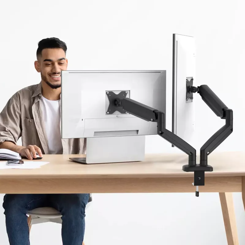 j5create JTSA102 Suporte ergonómico para dois monitores Preto fixação por grampo/passagem de mesa 16 kg