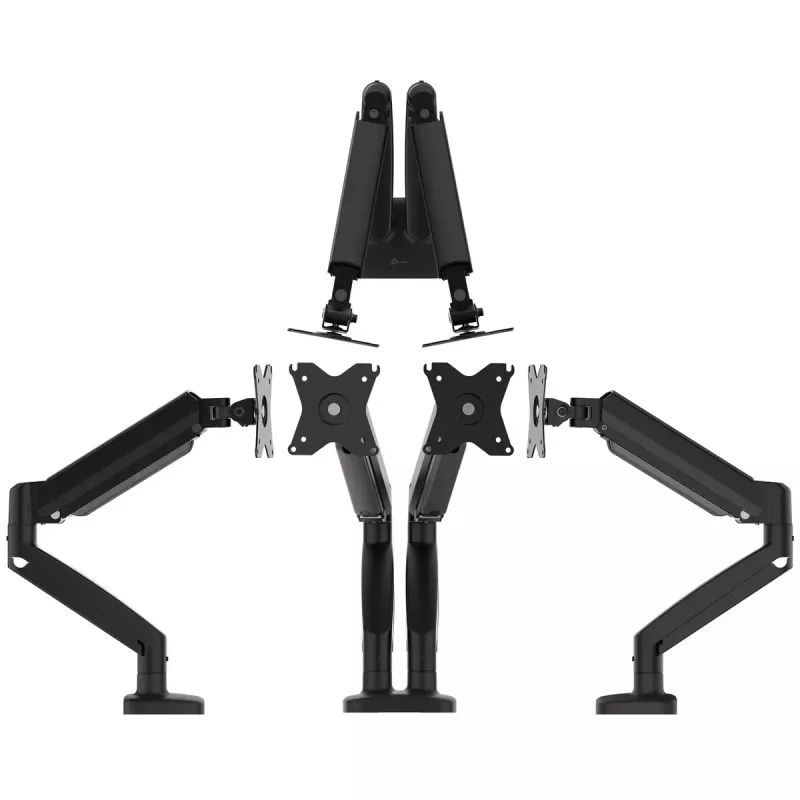 j5create JTSA102 Suporte ergonómico para dois monitores Preto fixação por grampo/passagem de mesa 16 kg