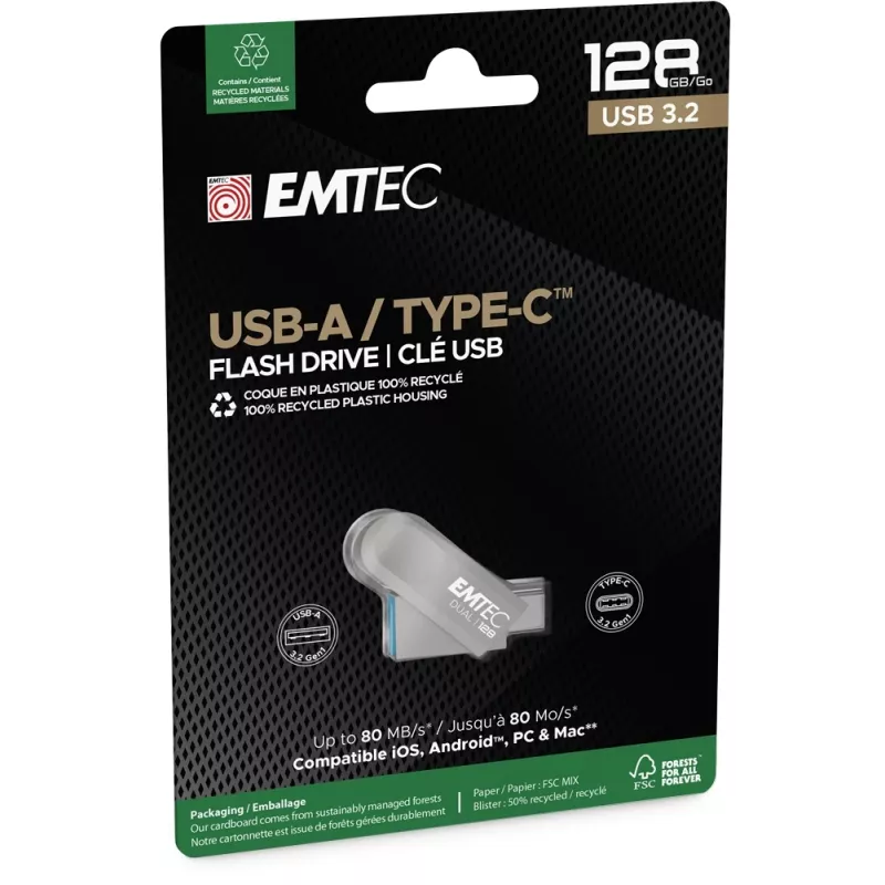 Pen drive USB Emtec 128 GB USB Type-A USB Type-C D280