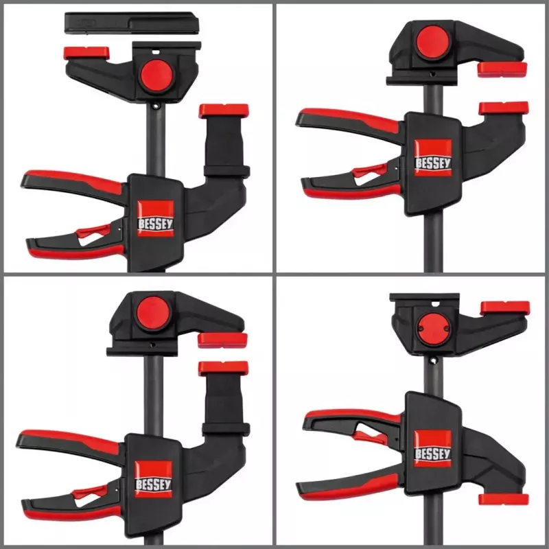 Aperto de mesa Bessey EZR15SET de uma mão, 150 mm de abertura, 60 mm de alcance, preto/vermelho