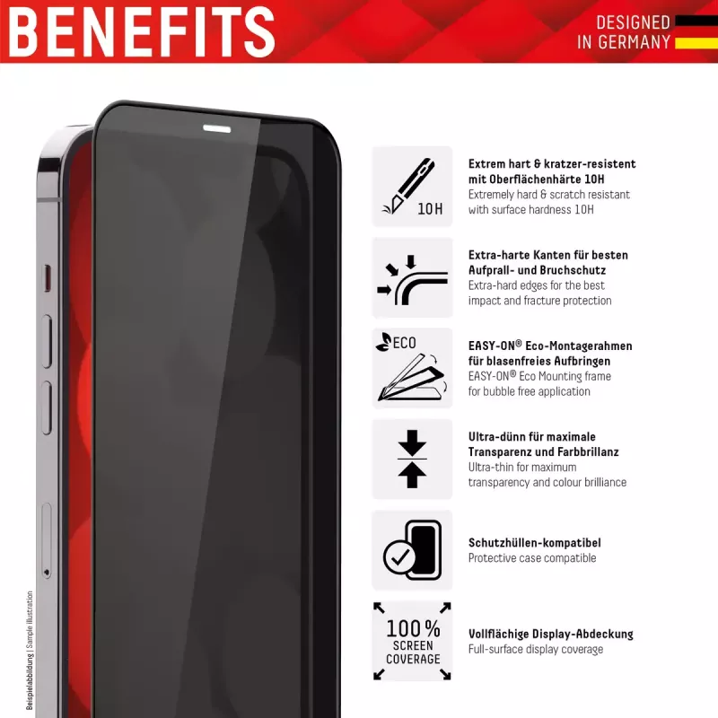 Displex Privacy Full Cobertura Protetor de ecrã Apple iPhone 14 Pro Vidro Temperado