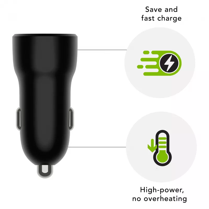 Carregador de automóvel d bramante re-charge — USB-C 30W + USB-A 18W, 12–24V, preto