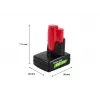 Bateria para ferramentas sem fios Green Cell PTML12V6 12V Li-Ion 6 Ah, dimensões 6,6×9×11,1 cm