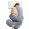Almofada de gravidez em forma de F Momcozy PP007, cinzento veludo