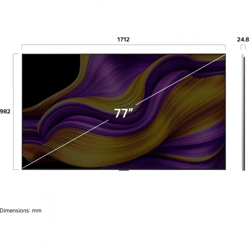 OLED77G57LW evo TV, televisor OLED 194,7 cm (77 polegadas), prateado/preto, UltraHD/4K, Triple Tuner, HDR, painel 120Hz