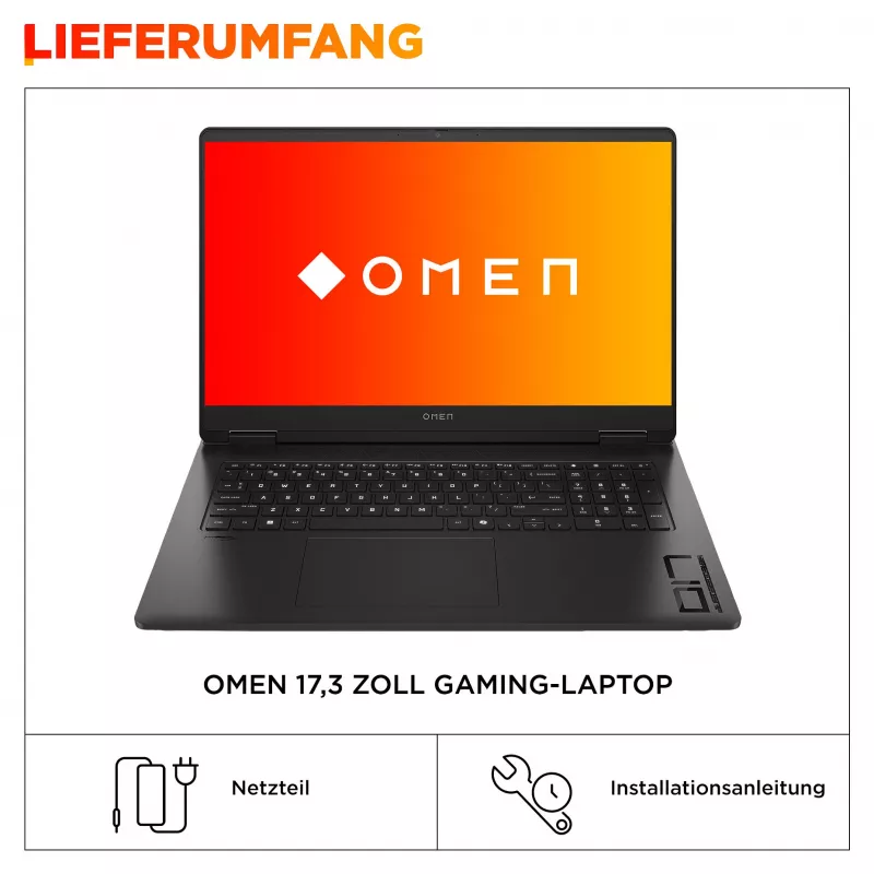 Portátil de gaming HP OMEN 17-db1176ng – 17,3 FHD 144 Hz, Ryzen AI 7, 32 GB RAM, 1 TB SSD, RTX 5070 (BZ9E8EA#ABD)