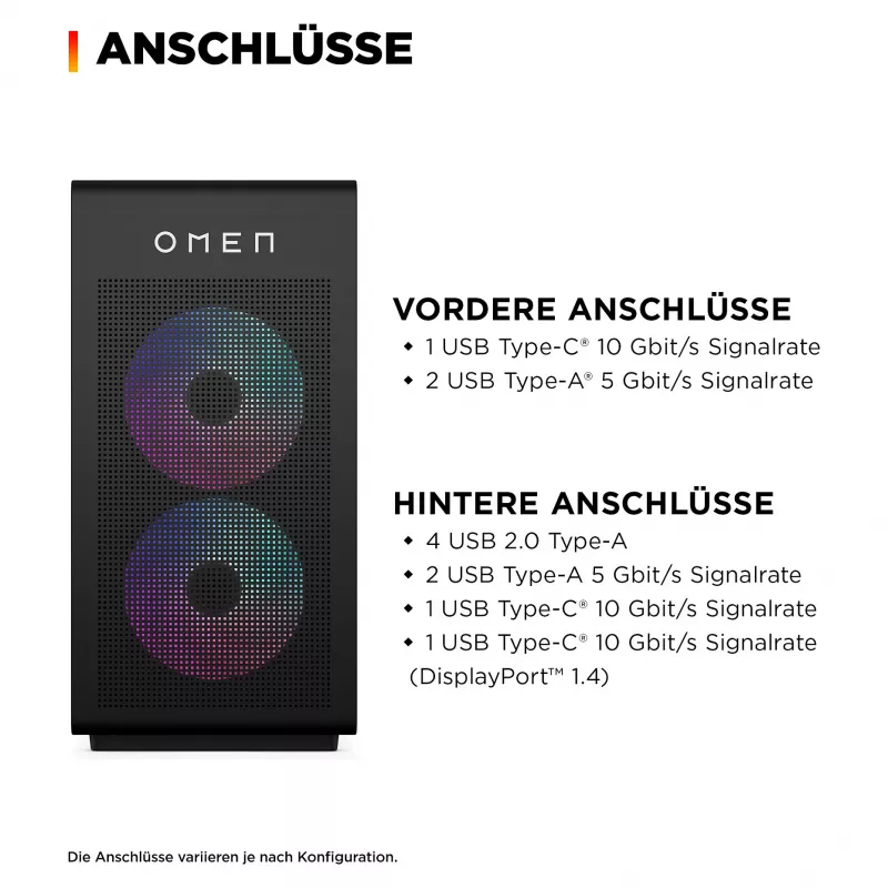 PC de gaming OMEN Desktop GT16-1173ng - AMD Ryzen 7 9800X3D, 64GB RAM, 2TB SSD, Radeon 9700 XT 16G, Windows 11 Home
