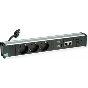 Régua de tomadas Bachmann CONI 912.18118 com 3x tomadas CEE7 e 2x ligações de rede CAT6a