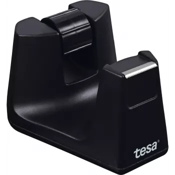 Dispensador de fita adesiva de mesa Tesa 53905-00000-01 para rolos com 1,9 cm de largura, ABS, preto/transparente
