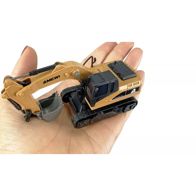Escavadora RC Amewi 22747 escala 1:64, motor elétrico, para crianças a partir dos 6 anos