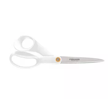Fiskars F061200487 Tesoura de escritório/trabalhos manuais com corte reto – aço inoxidável, branco