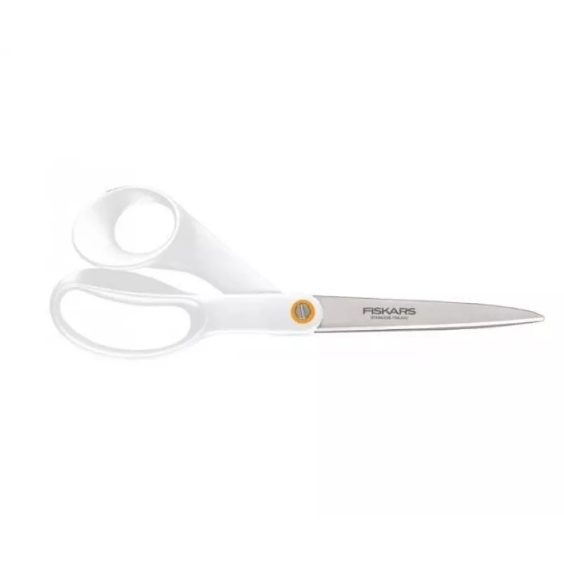 Fiskars F061200487 Tesoura de escritório/trabalhos manuais com corte reto – aço inoxidável, branco