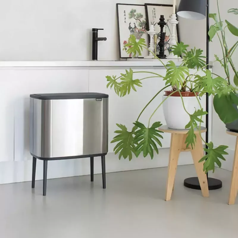 Balde do lixo Brabantia 316227 34L retangular plástico aço inoxidável