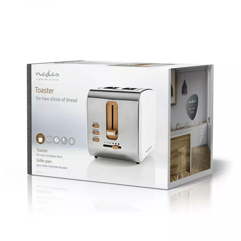 Nedis KABT510EWT Torradeira, 2 ranhuras largas, soft-touch, branca