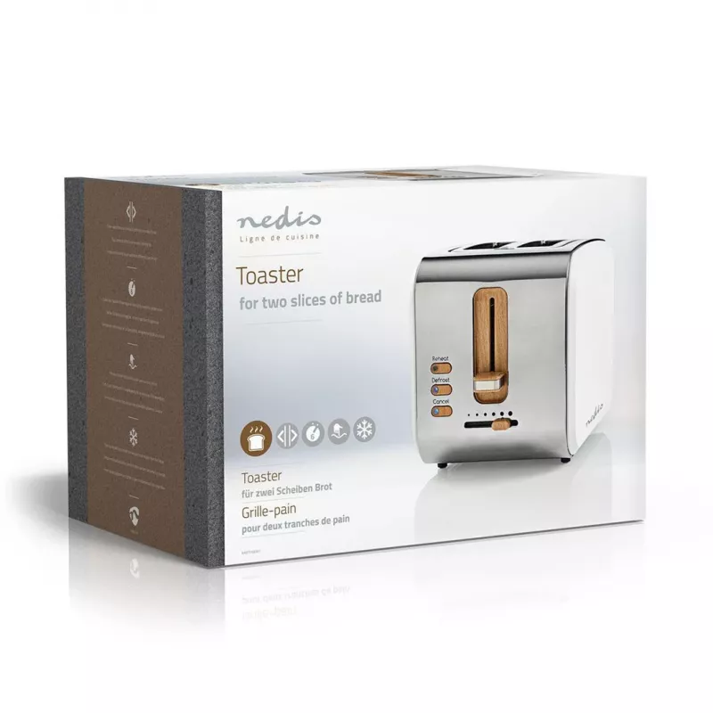 Nedis KABT510EWT Torradeira, 2 ranhuras largas, soft-touch, branca