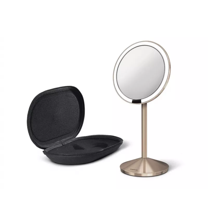 Espelho de bolso simplehuman com sensor, 12 cm, recarregável, aço inoxidável rosa-ouro