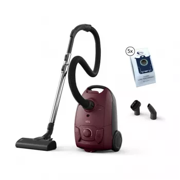 Aspirador de tambor AEG AB51C1DR5B — a seco 3 L saco de pó, 750 W, filtro higiénico, vermelho