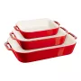 Conjunto de assadeira retangular de cerâmica antiaderente ZWILLING 3 peças, vermelho, máx. 300°C