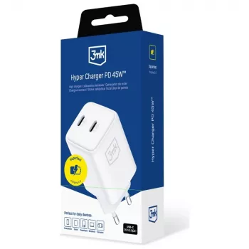 Carregador 3MK Hyper Charger PD 45W GaN QC4+ PPS — carregador rápido USB-C 45W