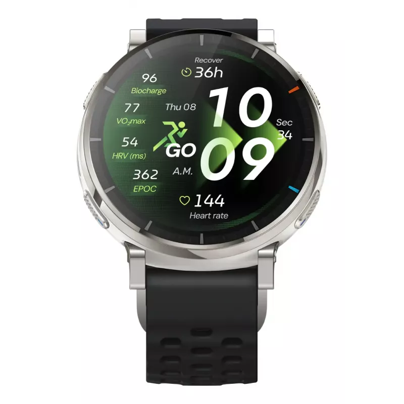 Smartwatch Amazfit Active 3 — 1,32 polegadas (3,35 cm) AMOLED 466×466 px, GPS, 365 mAh, bracelete de silicone