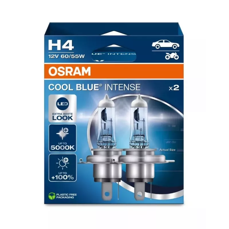Osram H4 Cool Blue Intense Next Gen pack de 2 | Lâmpada halogénea | 12V, 60/55W