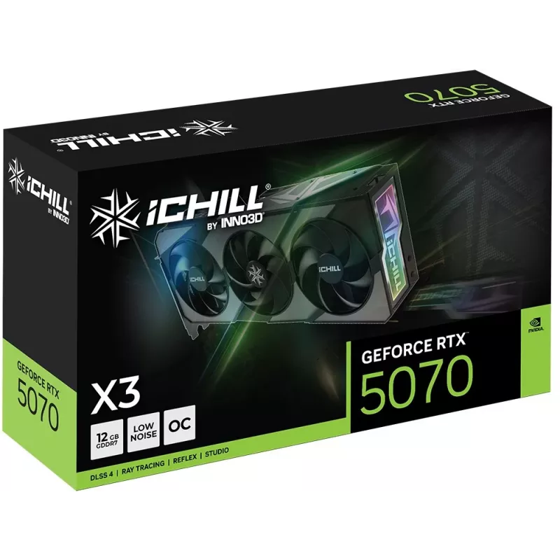 Placa gráfica Inno3D iChill GeForce RTX 5070 X3 — 12 GB GDDR7, 192-Bit, PCIe 5.0