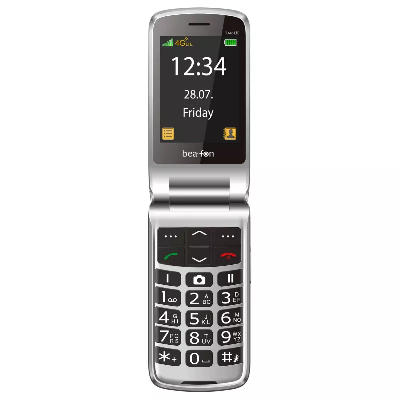Telemóvel de teclas grandes Beafon SL645 LTE 4G para seniores preto-prateado 2,8