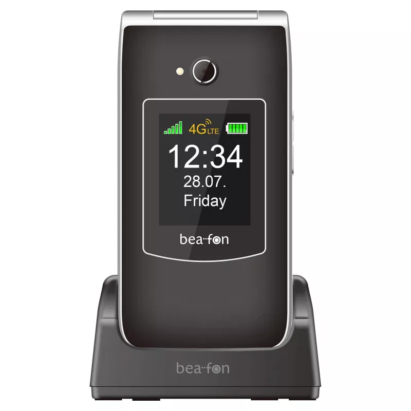 Telemóvel de teclas grandes Beafon SL645 LTE 4G para seniores preto-prateado 2,8