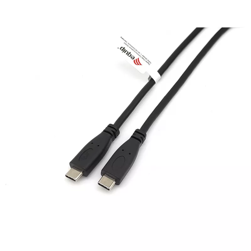 Cabo USB-C para USB-C 2.0 EQUIP 128833, 0,5 m, PD 60 W, 0,48 Gbit/s, contactos niquelados, preto
