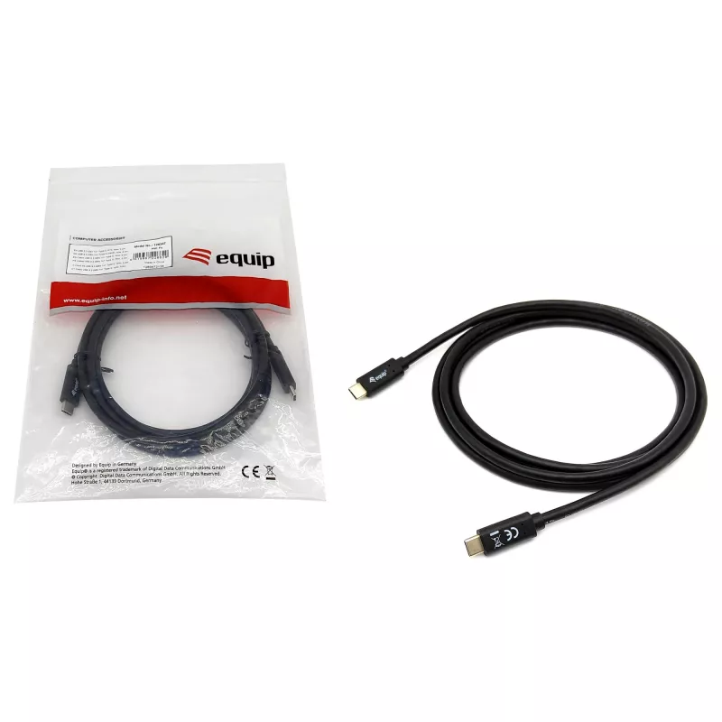 Cabo USB-C para USB-C EQUIP 128348, USB 3.2 Gen 1 (5 Gbit/s), PD 60 W, 0,5 m, preto