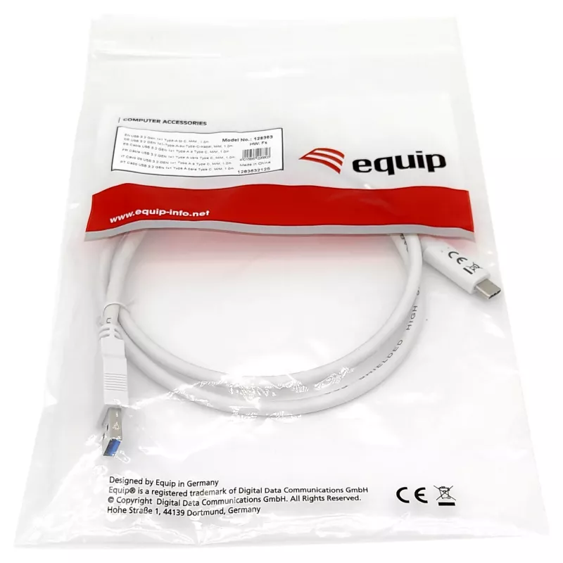 Cabo USB 3.2 Gen 1 C para A EQUIP 0,5 m 5 Gbit/s Branco (USB-C para USB-A, contactos niquelados)