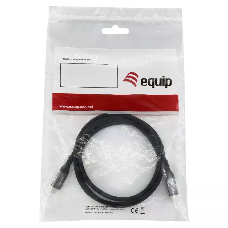 Cabo USB4 Gen3x2 C–C EQUIP 128380, 0.5 m, PD 3.1 240W, 40 Gbps, 8K/60Hz, Preto